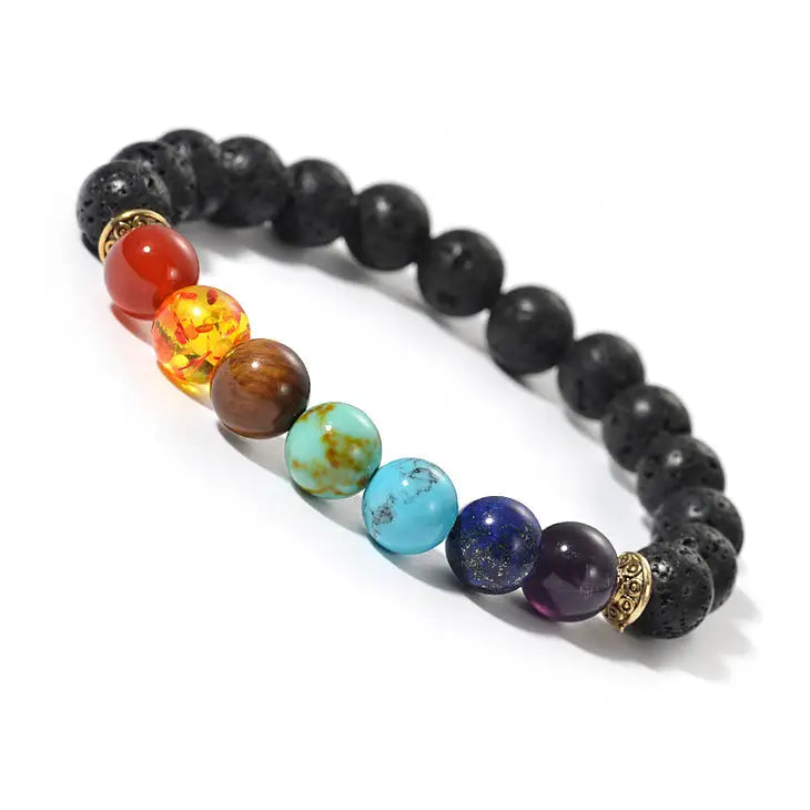 Seven Chakra Bracelet - Lava Diffuser