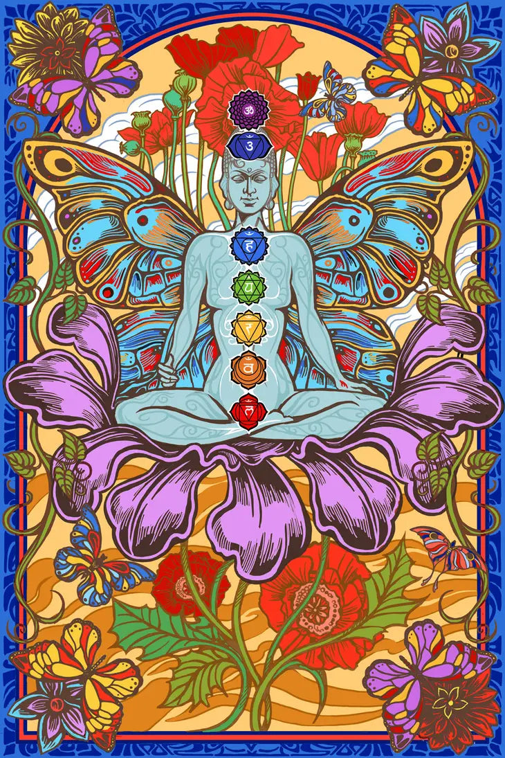 3D Chakra Lotus Tapestry